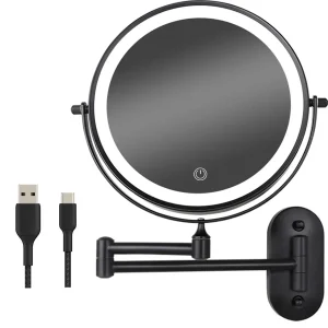 Miroir de maquillage - Rechargeable - Noir - Grossissement 1-5x