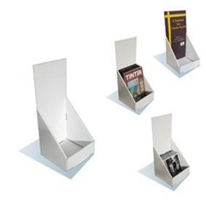 Bac présentoir carton pour CD, DVD et brochures A5