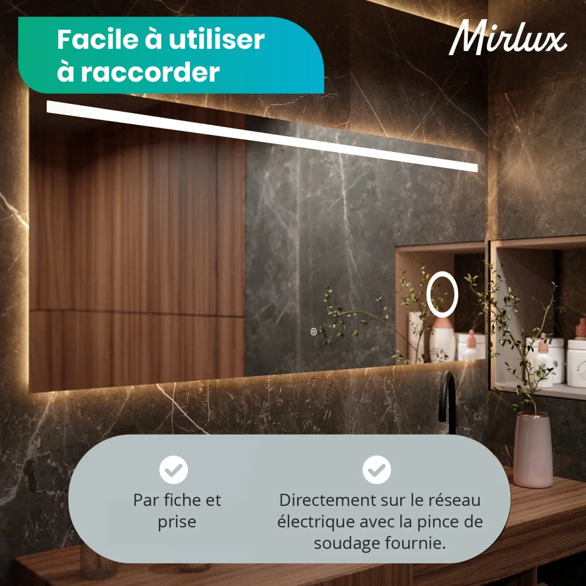 Miroir de salle de bain - 180 x 80 cm - Sans cadre – Image 6