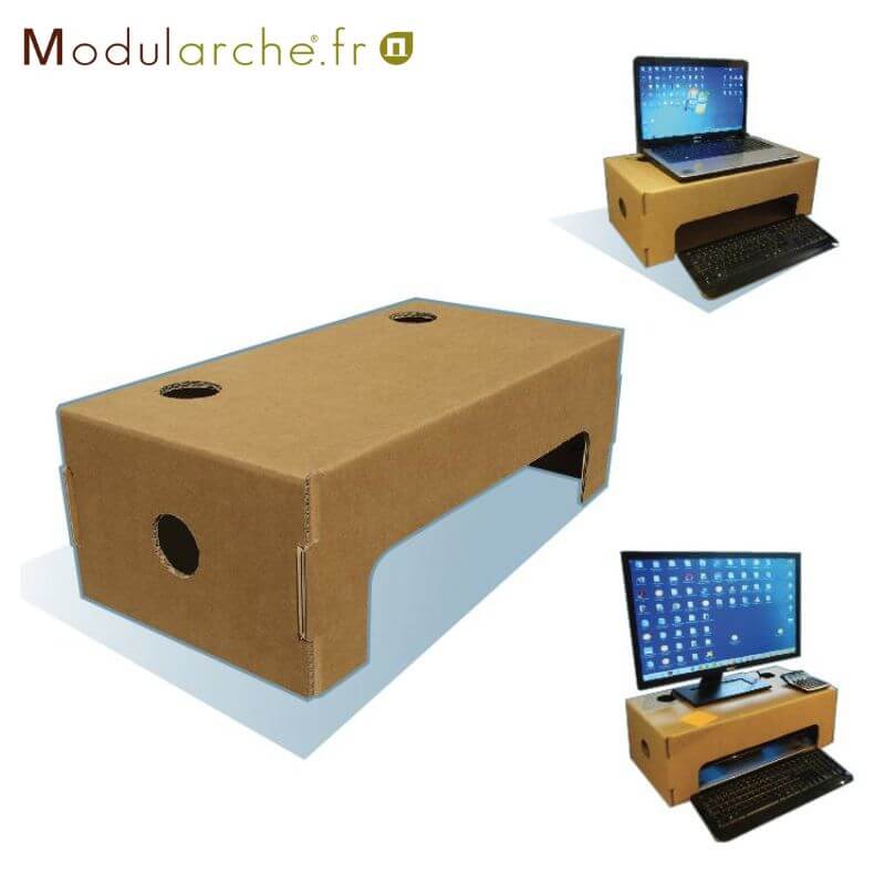 Réhausseur pour ordinateur en carton – solution ergonomique et écologique