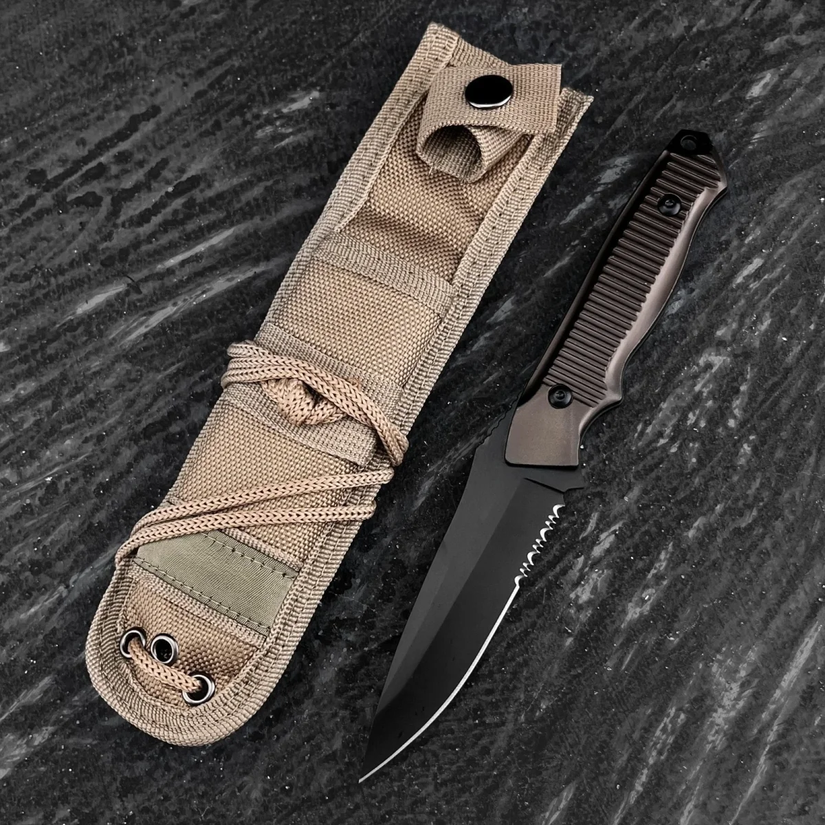 Couteau bushcraft 440C lame fixe camping survie – Image 8