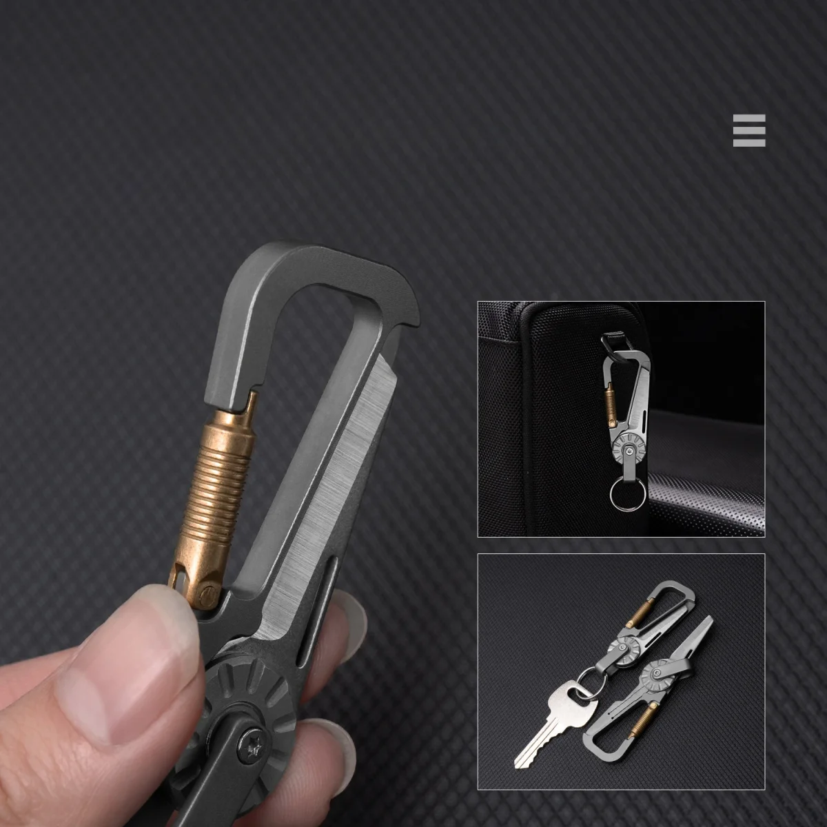 Mini couteau EDC mousqueton titane porte clés – Image 3