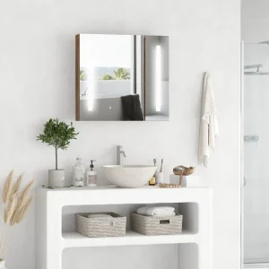 Armoire de Toilette Murale avec Miroir LED et Rangements