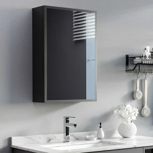 Armoire de Toilette Miroir Noire – Compacte et Fonctionnelle