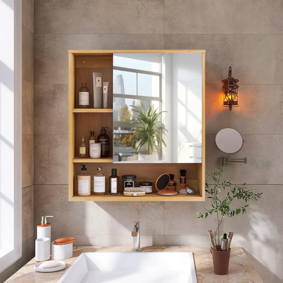 Armoire Miroir Salle de Bain Bambou – Image 9