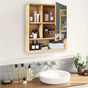 Armoire Miroir Salle de Bain Bambou