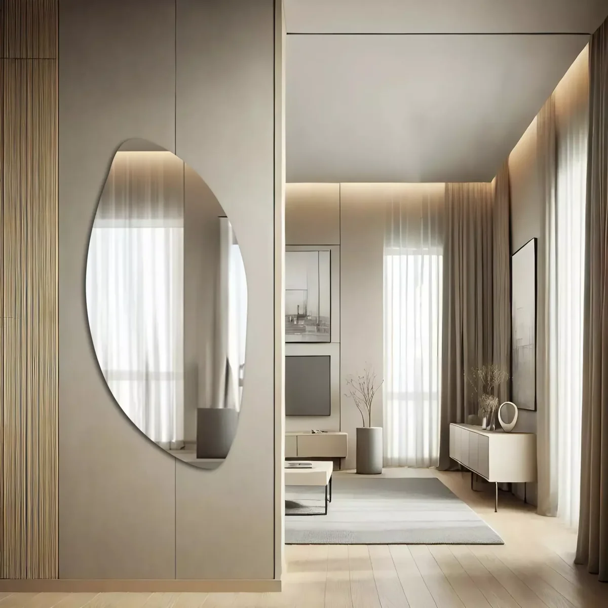 Miroir Organique Salle de Bain 50x100 cm Forme Asymétrique sans Cadre – Image 5